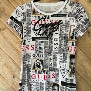 GUESS Women's Graphic Tee - Black, White, Red